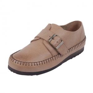 Round Toe Cowhide Oxford Shoes Preppy Style Slip On