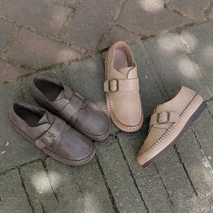 Round Toe Cowhide Oxford Shoes Preppy Style Slip On