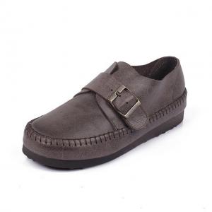Round Toe Cowhide Oxford Shoes Preppy Style Slip On