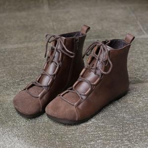 Lolita Girls Lace Up Leather Boots Designer Martin Boots