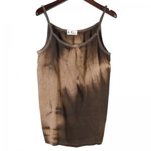 Summer Fashion Tie Dye Tank Top Cotton Linen Vintage Camisole