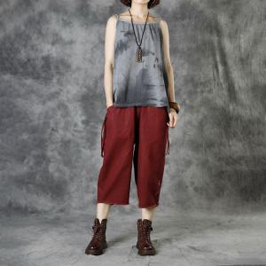 Summer Fashion Tie Dye Tank Top Cotton Linen Vintage Camisole