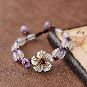 Beautiful Shell Flowers Amethyst Designer Bracelet