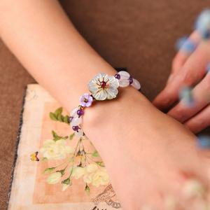 Beautiful Shell Flowers Amethyst Designer Bracelet