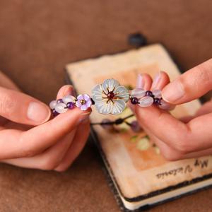 Beautiful Shell Flowers Amethyst Designer Bracelet