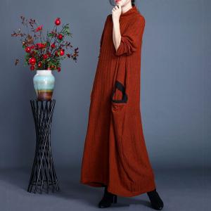 Alpaca Fiber Large Turtleneck Dress Maxi Knitting Dress