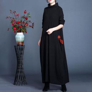 Alpaca Fiber Large Turtleneck Dress Maxi Knitting Dress