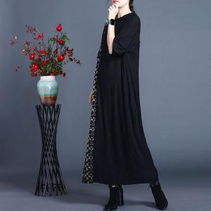 Winter Fashion Geometric Pattern Black Dress Soft Comfy Knitwear