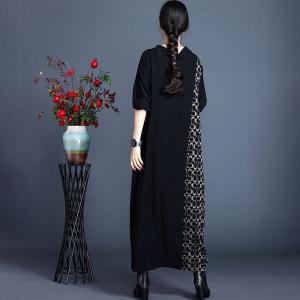 Winter Fashion Geometric Pattern Black Dress Soft Comfy Knitwear