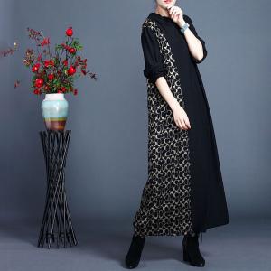 Winter Fashion Geometric Pattern Black Dress Soft Comfy Knitwear