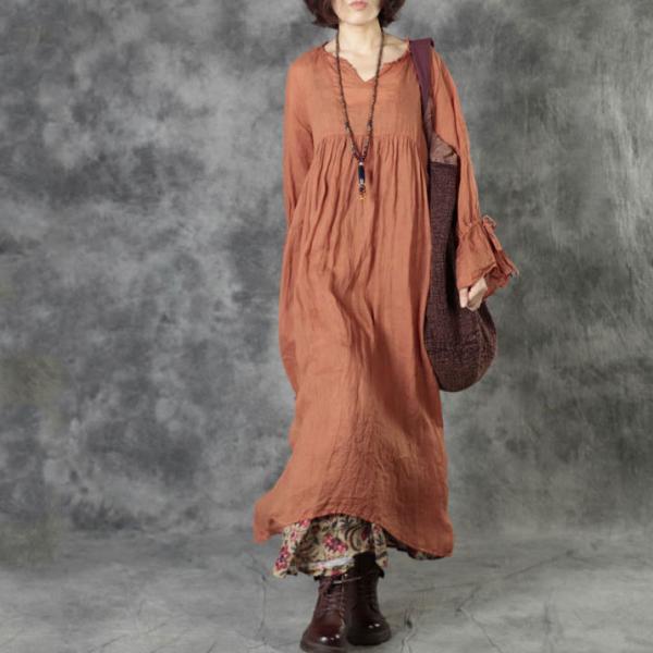 Bell Sleeves Peasant Dress Plus Size High-Waist Beach Maxi Dress