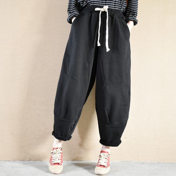 Leisure Style Cotton Pull-On Pants Plus Size Ankle Pants for Women