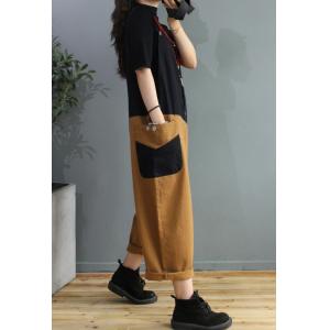 Street Fashion Baggy 90s Dungarees Contrast Colors Overalls Pants Womens