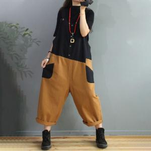 Street Fashion Baggy 90s Dungarees Contrast Colors Overalls Pants Womens