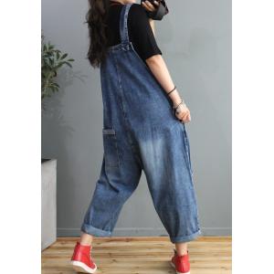 Letter Pattern Jean Overalls Casual Baggy Dungarees for Women