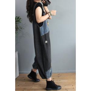 Checkered Patchwork Fluffy Dungarees Large Korean Overalls