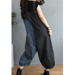 Checkered Patchwork Fluffy Dungarees Large Korean Overalls