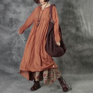 Bell Sleeves Peasant Dress Plus Size High-Waist Beach Maxi Dress