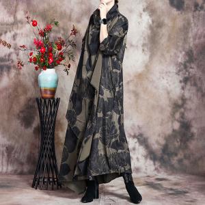Black Printed Cowl Neck Dress Asymmetrical Designer Winter Dress
