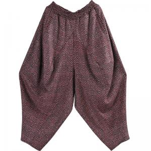 Plus Size Winter Harem Pants Dark Red Tweed Balloon Pants for Wome