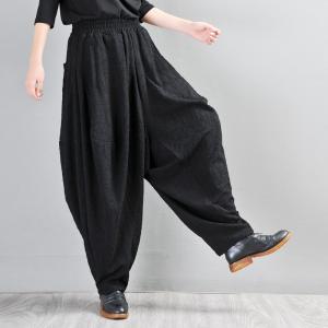 High-End Black Jacquard Pants Fashion Large Elephant Pants