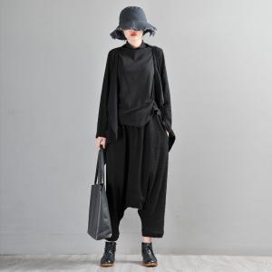 Casual Style Black Yoga Pants Jacquard Harem Pants for Women