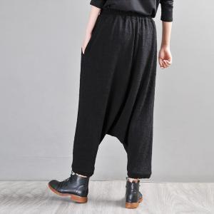 Casual Style Black Yoga Pants Jacquard Harem Pants for Women