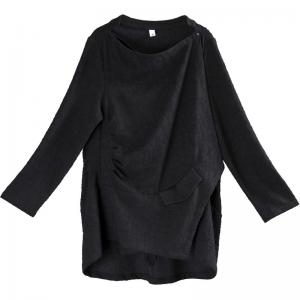 Asymmetrical Black Duster Coat Shawl Neck Long Sleeve Short Coat