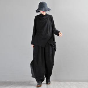 Asymmetrical Black Duster Coat Shawl Neck Long Sleeve Short Coat