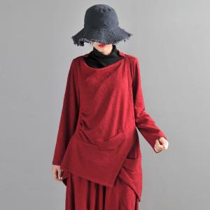 90s Fashion Red Short Jacket Jacquard Linen Duster Cardigan