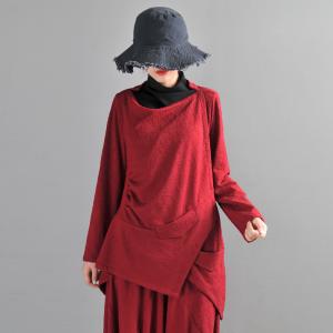 90s Fashion Red Short Jacket Jacquard Linen Duster Cardigan