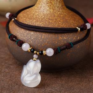 Little Fox Jade Necklace for Women