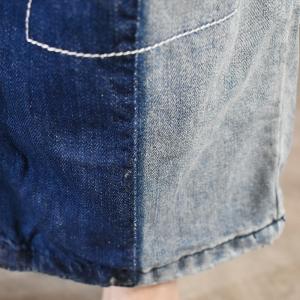 Cloth Patchwork Baggy Boyfriend Jeans Contrast Color Straight-Leg Jeans