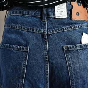 Dark Blue High Rise Straight Jeans Korean Baggy Cuffed Mom Pants