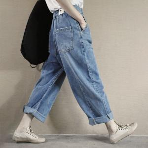 Boyfriend Style Baggy Cuffed Jeans High Rise Dad Jeans