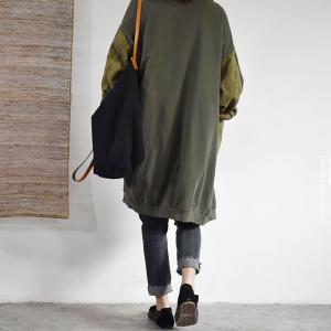 Single-Breasted Cotton Plus Size Coat Big Pockets Midi Cardigan