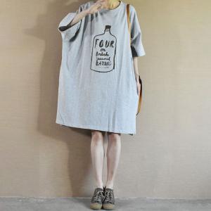 Casual Style Cotton Long T-shirt Letter Printed Casual Tee
