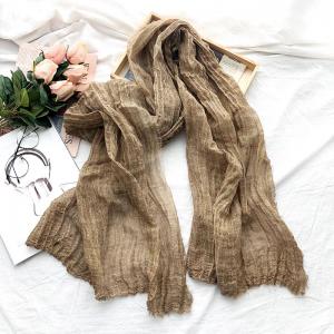 Solid Colors Unisex Linen Scarf Long Fringed Scarf