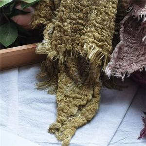 Simple Design Pleated Long Scarf Cotton Linen Tassel Scarf