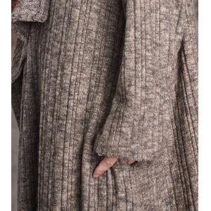 Long Sleeves Woolen Shawl Collar Cardigan Long Khaki Duster Coat