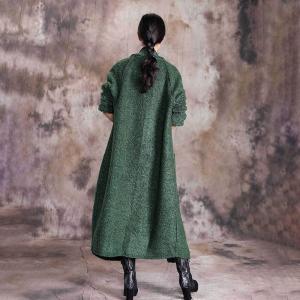 Solid Color Womens Wool Coat Long H-Shaped Coat