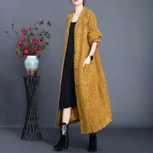 Solid Color Womens Wool Coat Long H-Shaped Coat