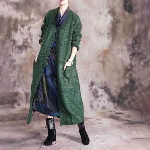 Solid Color Womens Wool Coat Long H-Shaped Coat