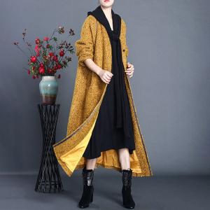 Solid Color Womens Wool Coat Long H-Shaped Coat