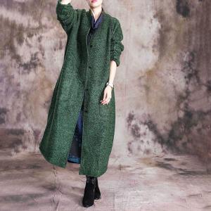 Solid Color Womens Wool Coat Long H-Shaped Coat