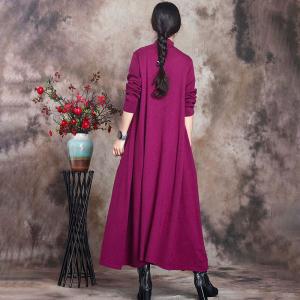 Minimalist Mock Neck Long Knitwear Loose Jersey Maxi Dress