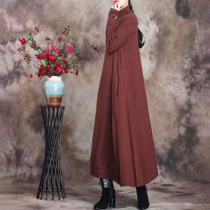 Minimalist Mock Neck Long Knitwear Loose Jersey Maxi Dress