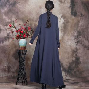 Minimalist Mock Neck Long Knitwear Loose Jersey Maxi Dress