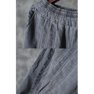 Lace Pocket Cotton Linen Tapered Pants Baggy Casual Girl Pants