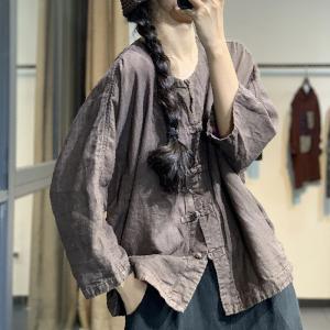 Chinese Buttons Vintage Short Jacket Cotton Linen Folk Top